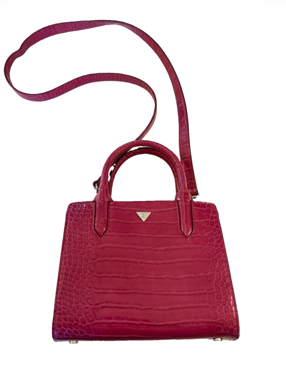 Sam Edelman Croc-Embossed faux leather Satchel in Magenta